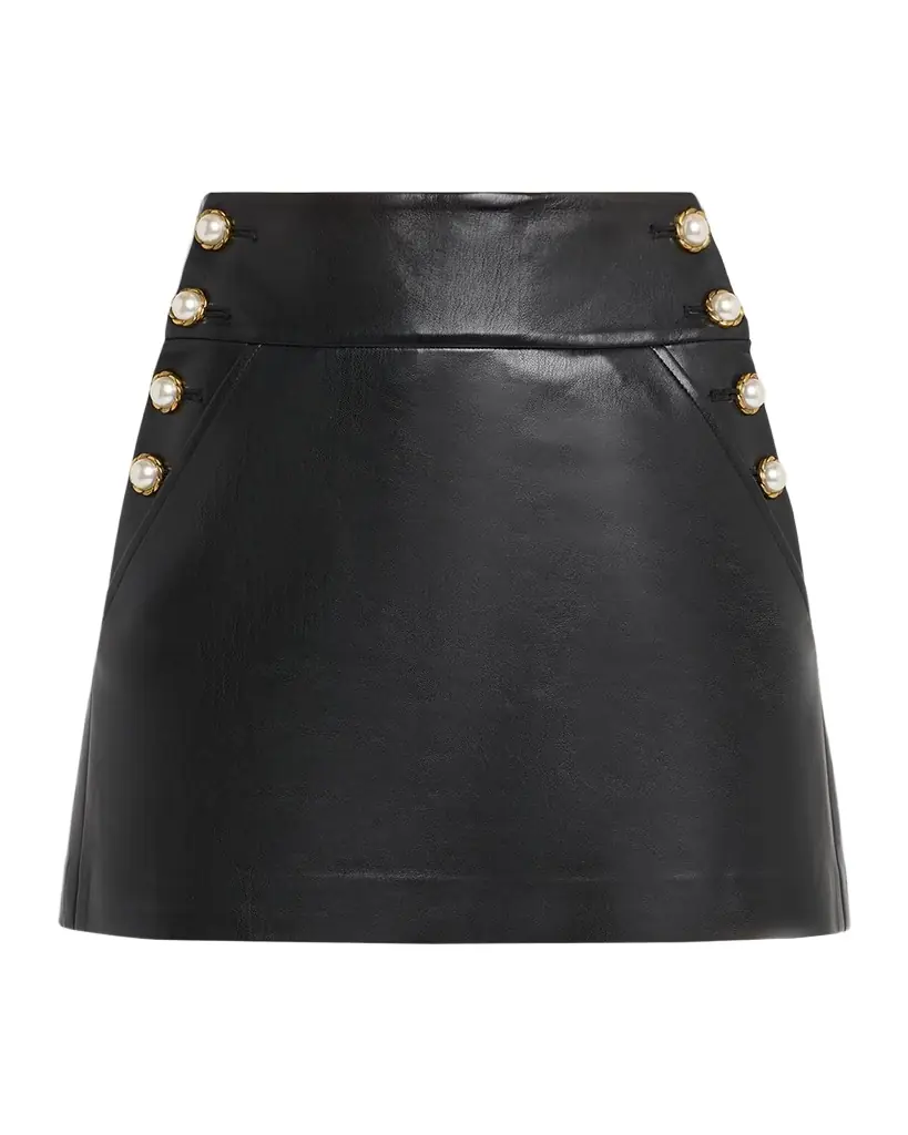 Alice + Olivia Donald Vegan Leather Mini Skirt