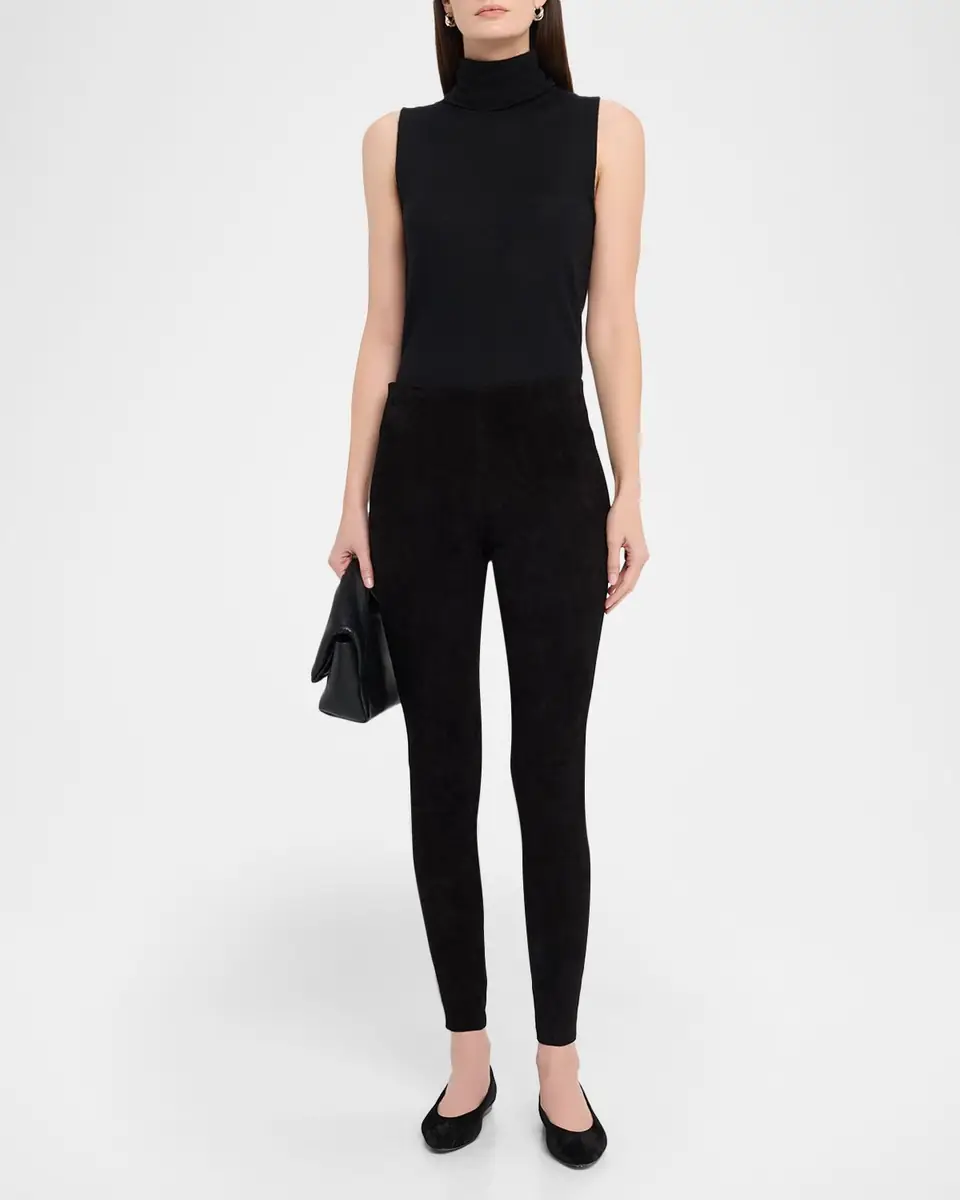 Alice + Olivia Lennox Mid-Rise Suede Leggings | Thumbnail 2 Alice + Olivia Lennox Mid-Rise Suede Leggings | Thumbnail 2