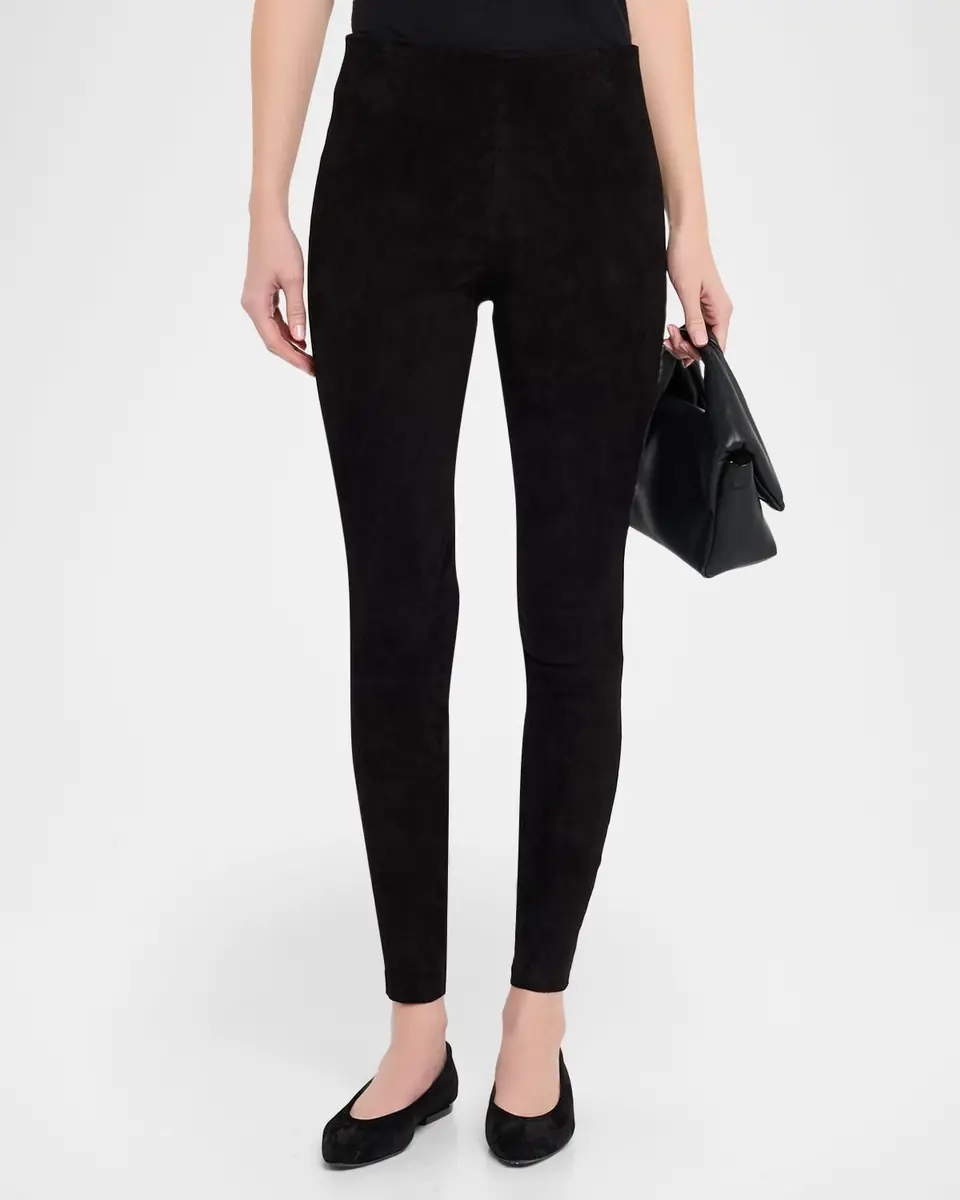 Alice + Olivia Lennox Mid-Rise Suede Leggings | Thumbnail 4 Alice + Olivia Lennox Mid-Rise Suede Leggings | Thumbnail 4