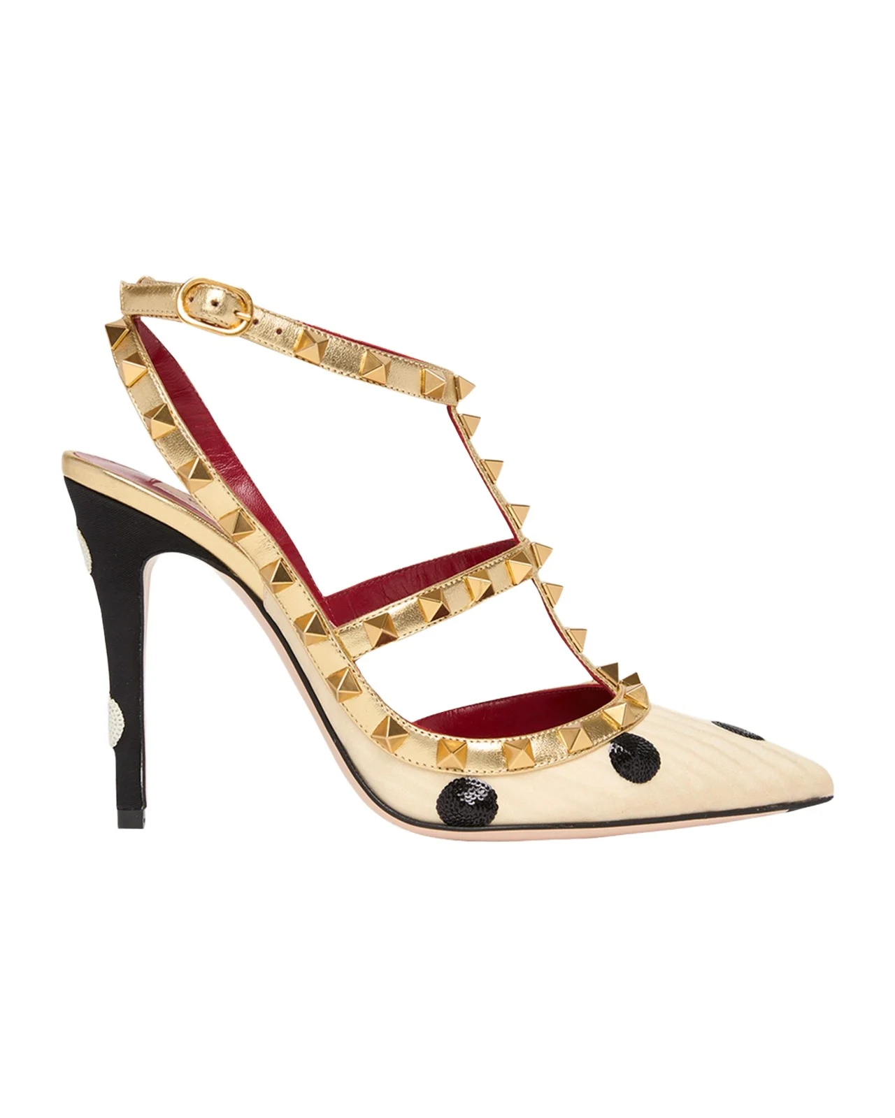 100mm Rockstud Sequined Metallic Leather Caged Pumps 100mm Rockstud Sequined Metallic Leather Caged Pumps
