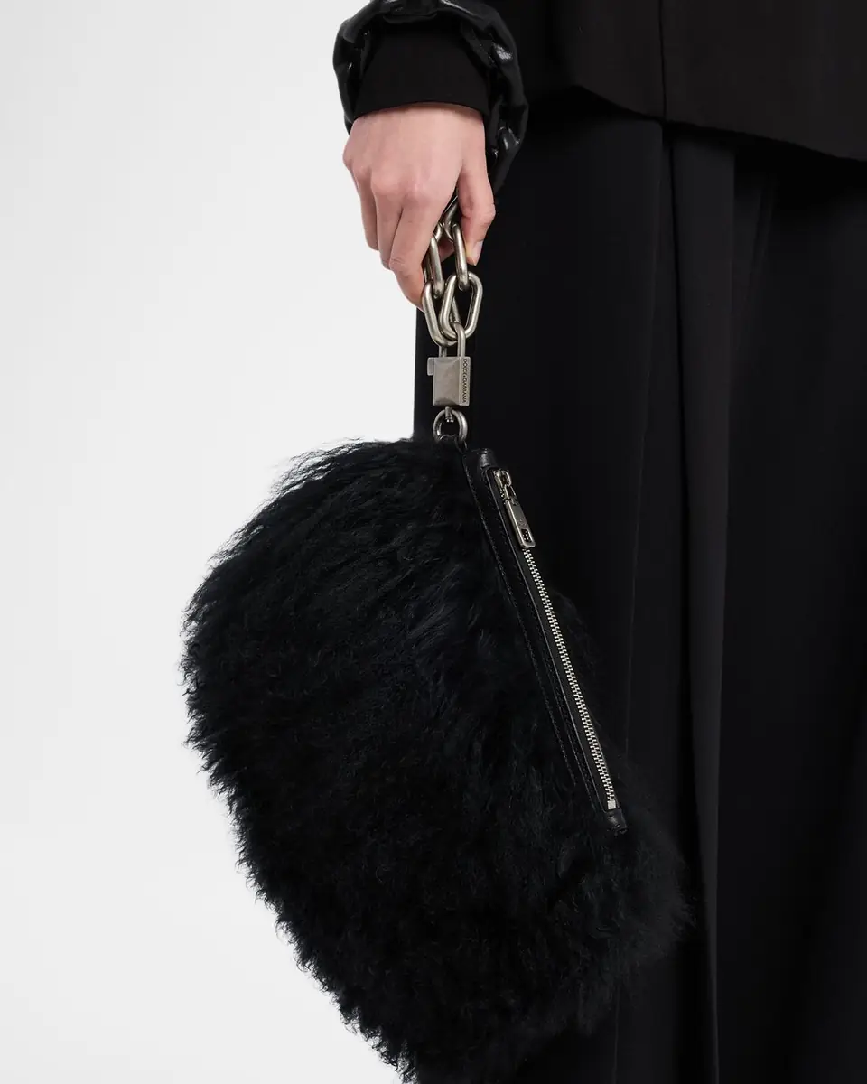 Dolce & Gabbana Shearling Wristlet Clutch Bag | Thumbnail 2 Dolce & Gabbana Shearling Wristlet Clutch Bag | Thumbnail 2