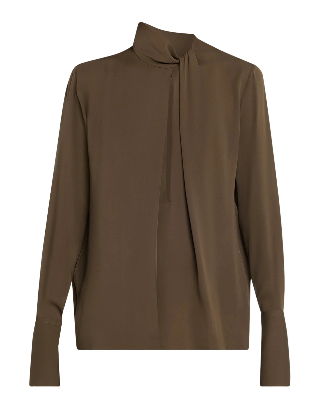 Twisted-Neck Silk Long-Sleeve Shirt Twisted-Neck Silk Long-Sleeve Shirt