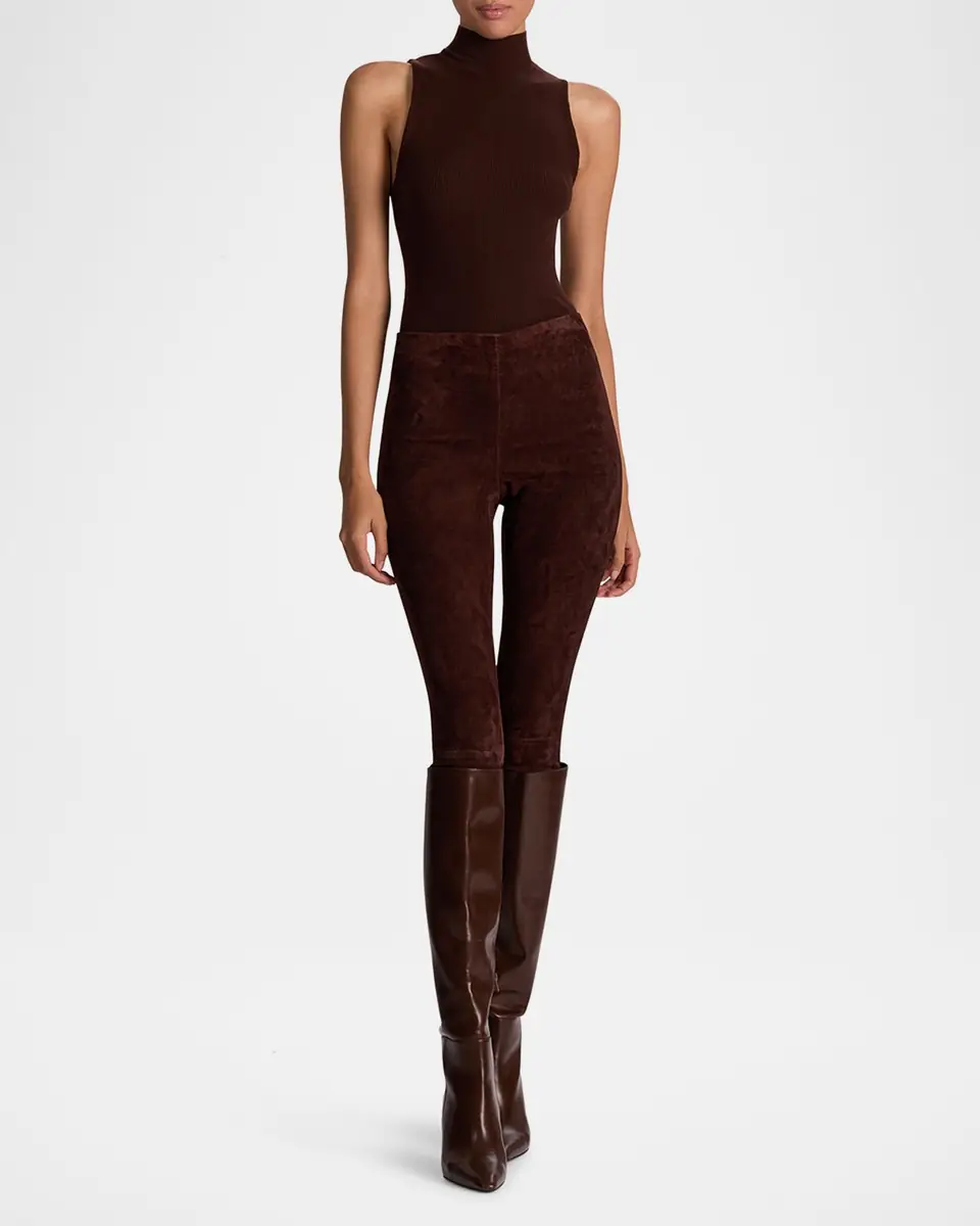 Alice + Olivia Lennox Mid-Rise Suede Leggings | Thumbnail 2 Alice + Olivia Lennox Mid-Rise Suede Leggings | Thumbnail 2