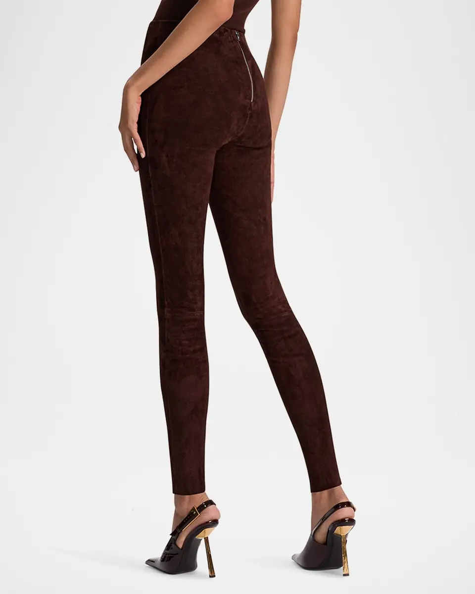 Alice + Olivia Lennox Mid-Rise Suede Leggings | Thumbnail 3 Alice + Olivia Lennox Mid-Rise Suede Leggings | Thumbnail 3