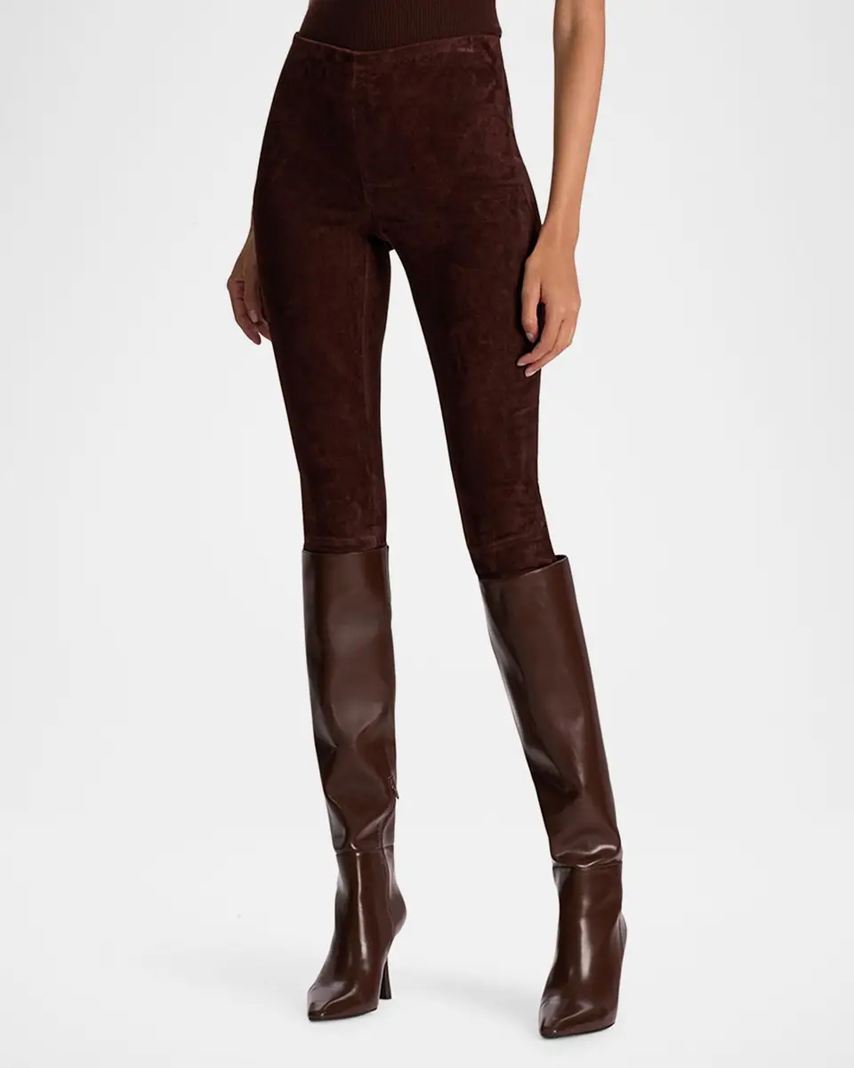 Alice + Olivia Lennox Mid-Rise Suede Leggings | Thumbnail 4 Alice + Olivia Lennox Mid-Rise Suede Leggings | Thumbnail 4