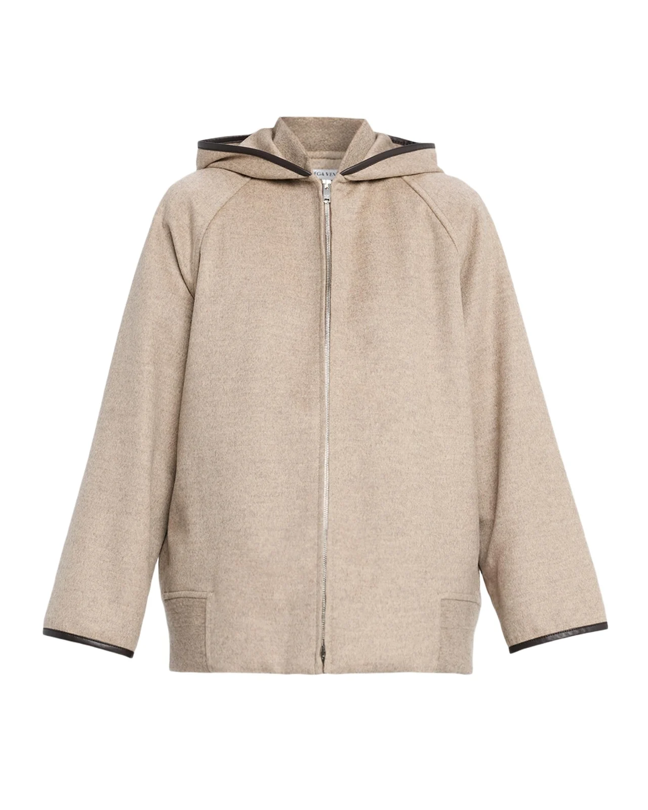 Leather-Trim Brushed Wool Hooded Jacket Leather-Trim Brushed Wool Hooded Jacket