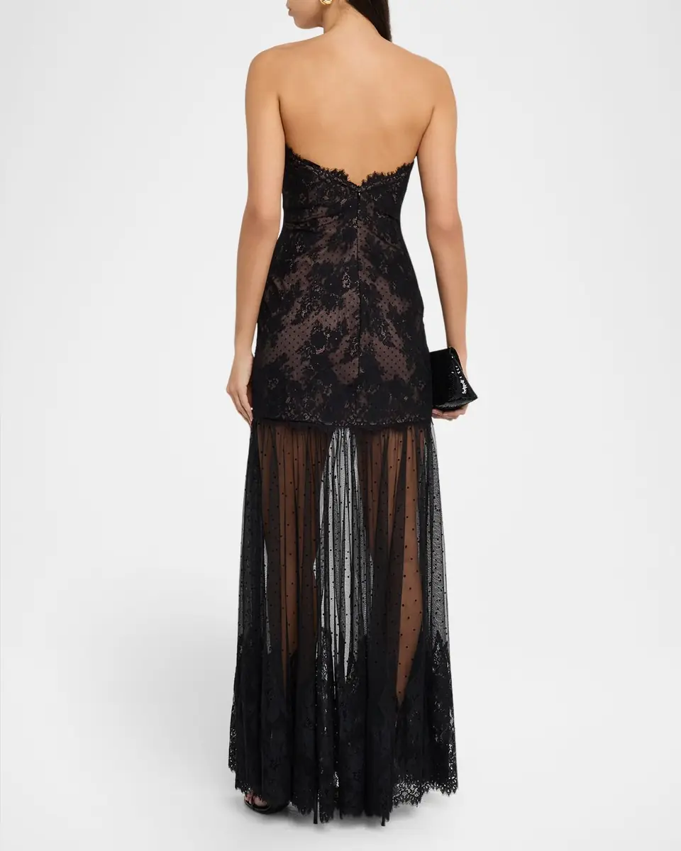 Retrofête Vespera Strapless Lace Dress | Thumbnail 3