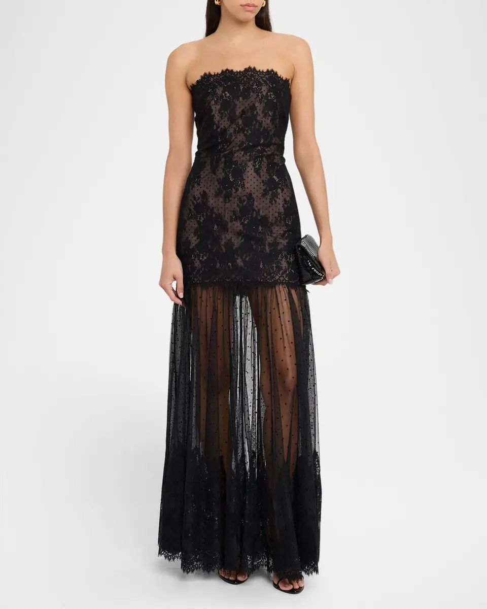 Retrofête Vespera Strapless Lace Dress | Thumbnail 4