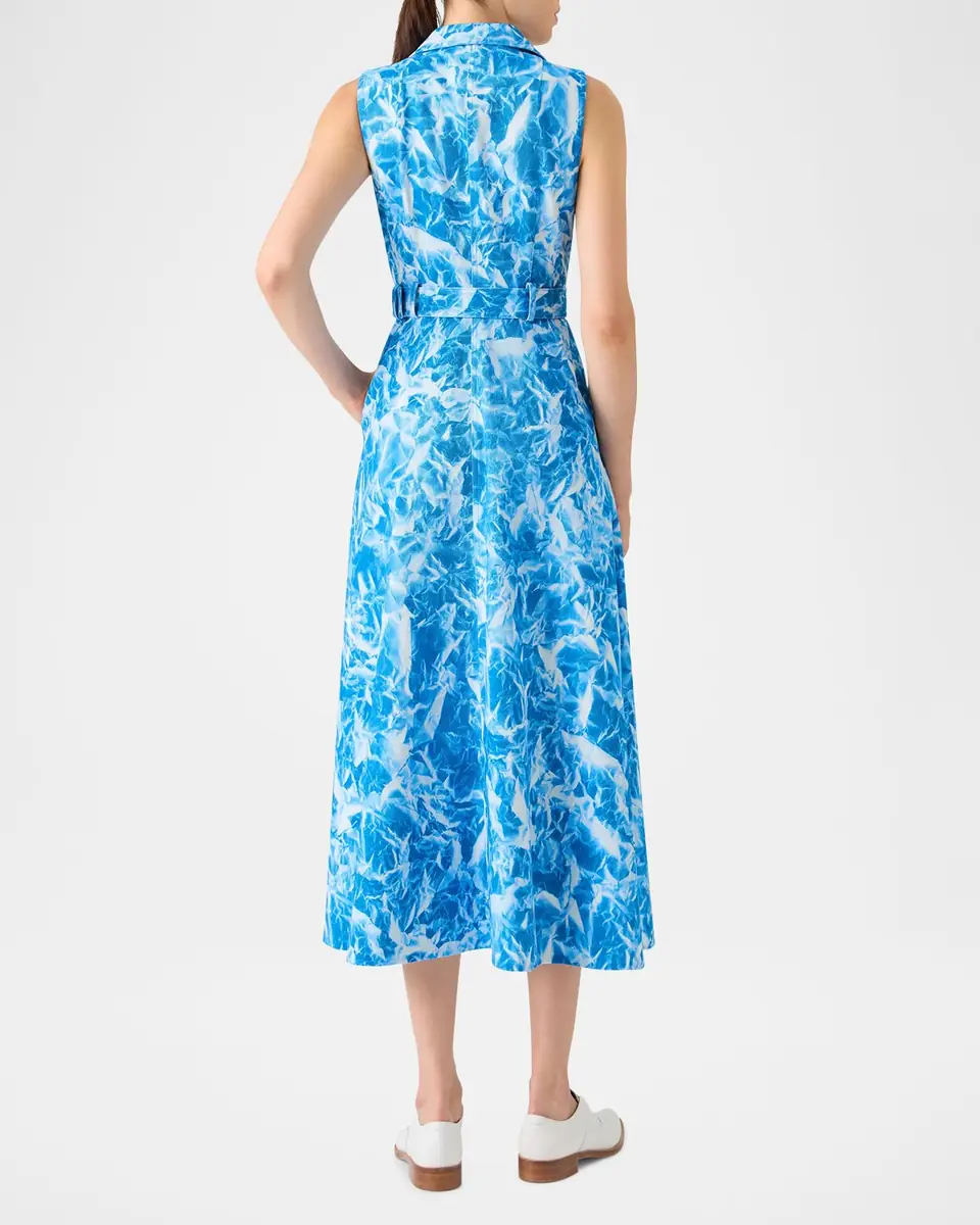 Akris Whitecaps Print Denim Belted Midi Shirtdress | Thumbnail 3 Akris Whitecaps Print Denim Belted Midi Shirtdress | Thumbnail 3