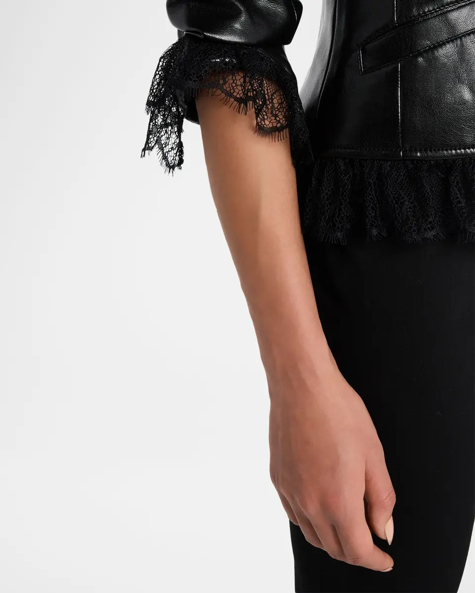Cinq à Sept Lace-Trim Vegan Leather Blazer | Thumbnail 5 Cinq à Sept Lace-Trim Vegan Leather Blazer | Thumbnail 5