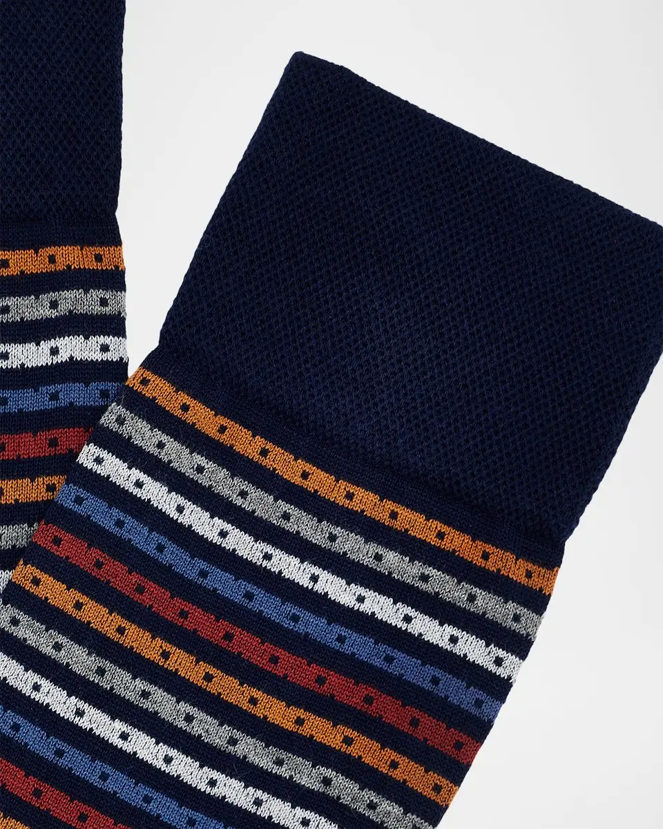 Marcoliani Men's Multicolor Stripe Cotton Crew Socks | Thumbnail 2 Marcoliani Men's Multicolor Stripe Cotton Crew Socks | Thumbnail 2