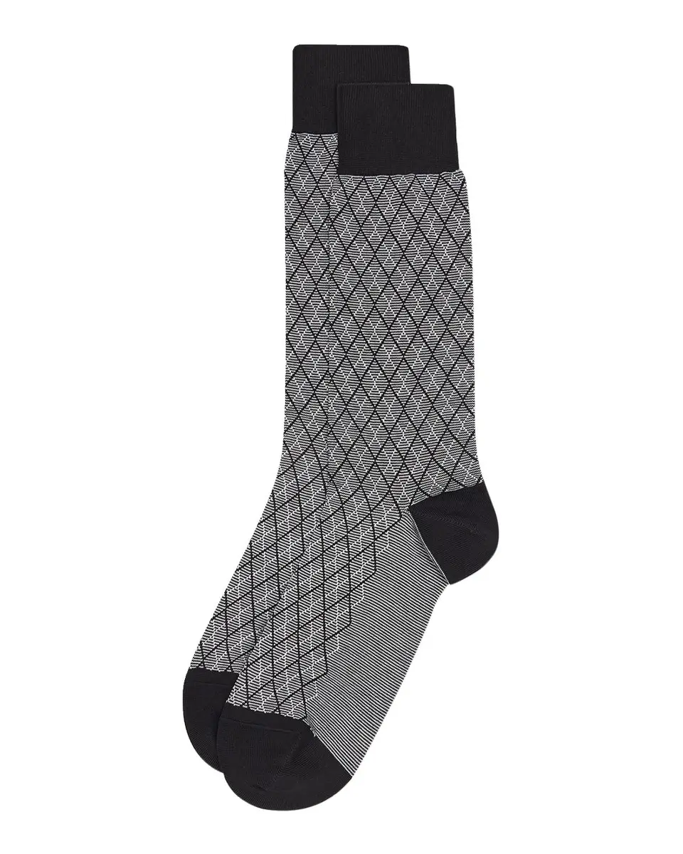 Pantherella Men's Kingsley Diamond Check Jacquard Calf-Length Socks | Thumbnail 3