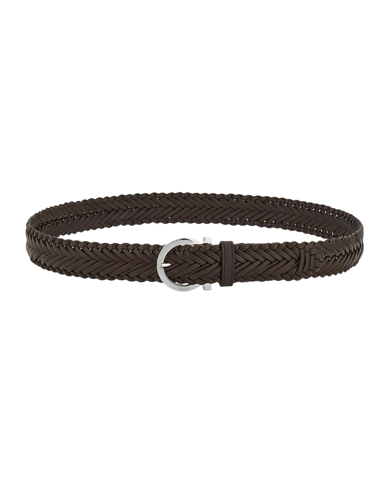 Men's Gancini-Buckle Woven Leather Belt Men's Gancini-Buckle Woven Leather Belt
