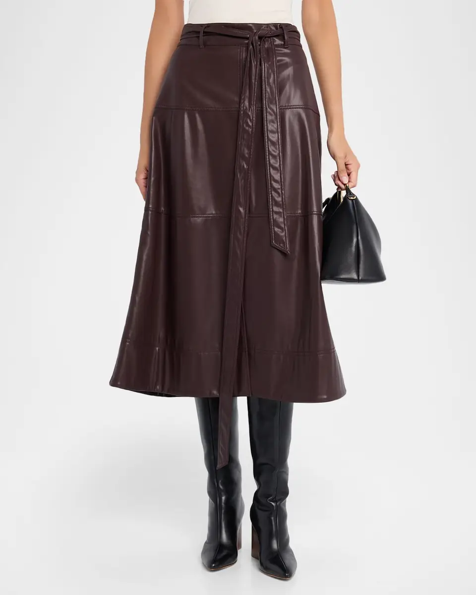 TANYA TAYLOR Hudley Vegan Leather Midi Skirt | Thumbnail 3 TANYA TAYLOR Hudley Vegan Leather Midi Skirt | Thumbnail 3