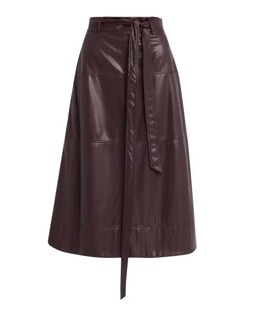 Tanya Taylor Hudley Vegan Leather Midi Skirt | Image 1 Tanya Taylor Hudley Vegan Leather Midi Skirt | Image 1