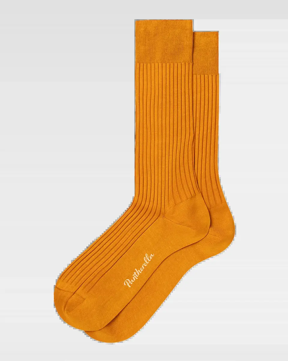 Pantherella Men's Danvers Ribbed Cotton Mid-Calf Socks | Thumbnail 2 Pantherella Men's Danvers Ribbed Cotton Mid-Calf Socks | Thumbnail 2