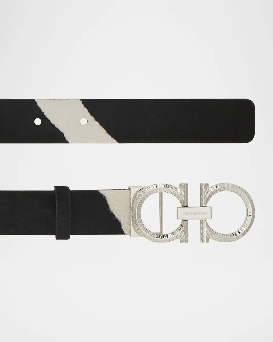 Ferragamo Donna Pony Hair Double Gancini Belt | Thumbnail 3 Ferragamo Donna Pony Hair Double Gancini Belt | Thumbnail 3