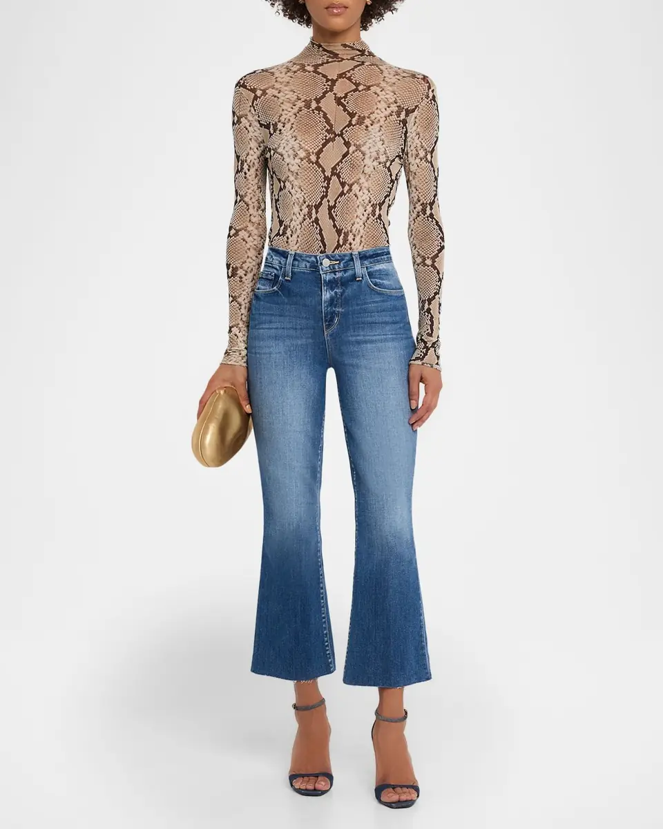 L'Agence Kendra High Rise Crop Flare Jeans | Thumbnail 2