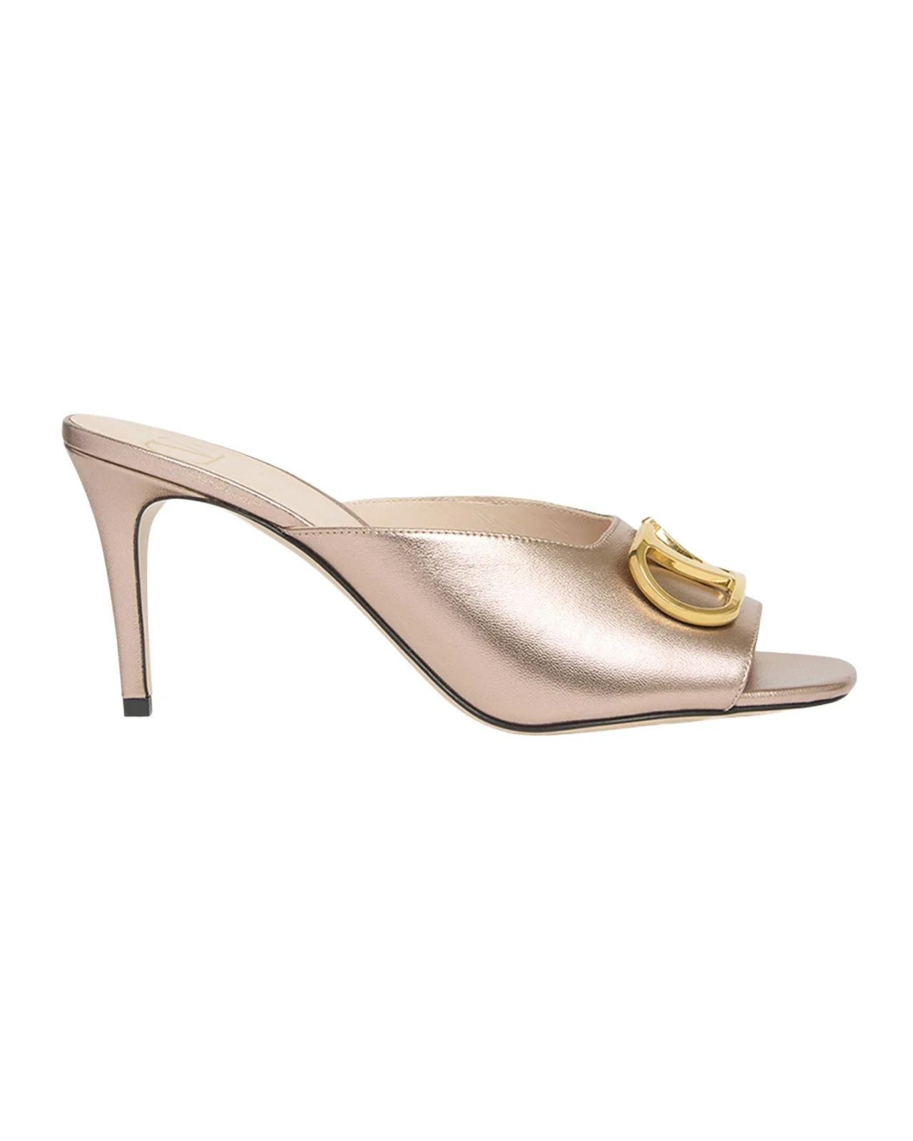 80mm VLogo Signature Metallic Leather Mule Pumps