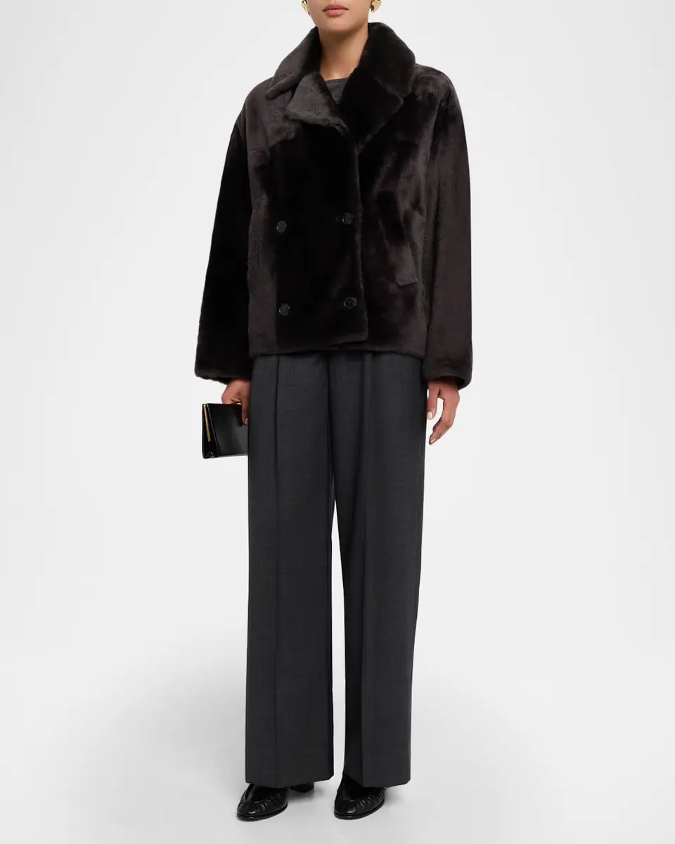 Yves Salomon Shearling Pea Coat | Thumbnail 2 Yves Salomon Shearling Pea Coat | Thumbnail 2