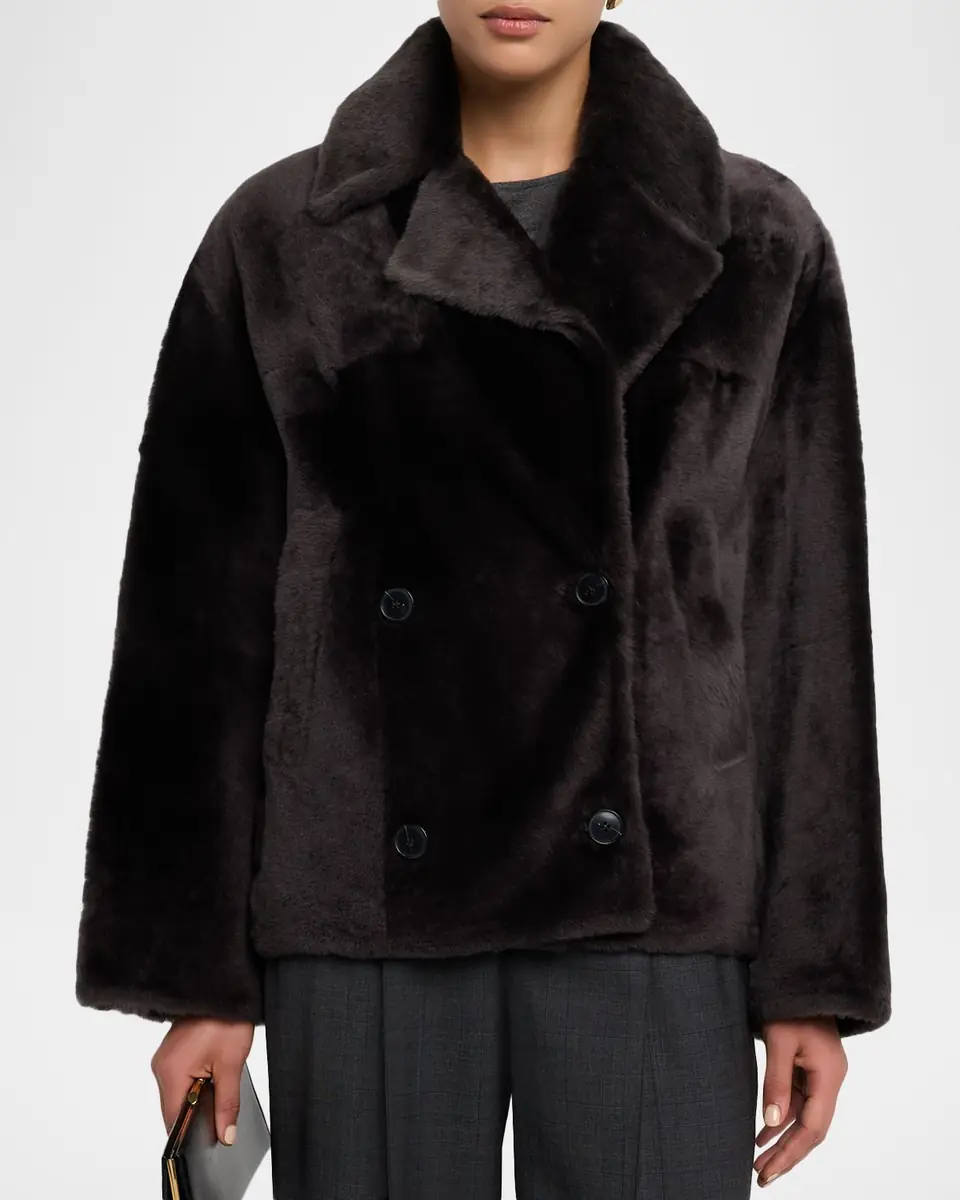 Yves Salomon Shearling Pea Coat | Thumbnail 4 Yves Salomon Shearling Pea Coat | Thumbnail 4