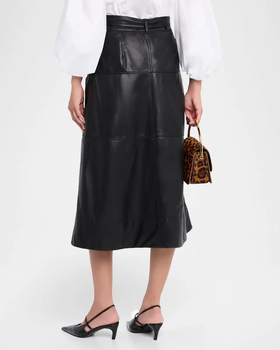 TANYA TAYLOR Hudley Vegan Leather Midi Skirt | Thumbnail 3 TANYA TAYLOR Hudley Vegan Leather Midi Skirt | Thumbnail 3