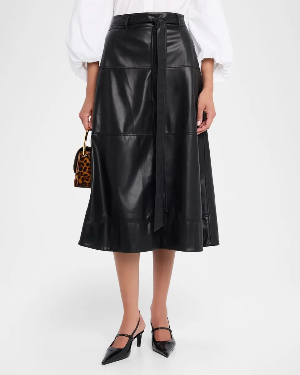 TANYA TAYLOR Hudley Vegan Leather Midi Skirt | Thumbnail 4 TANYA TAYLOR Hudley Vegan Leather Midi Skirt | Thumbnail 4