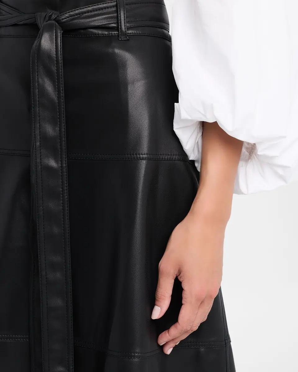 TANYA TAYLOR Hudley Vegan Leather Midi Skirt | Thumbnail 5 TANYA TAYLOR Hudley Vegan Leather Midi Skirt | Thumbnail 5