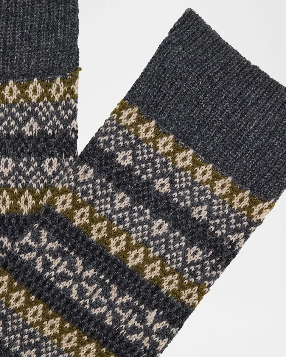 Pantherella Men's Sherborne Cashmere Fair Isle Crew Socks | Thumbnail 2 Pantherella Men's Sherborne Cashmere Fair Isle Crew Socks | Thumbnail 2
