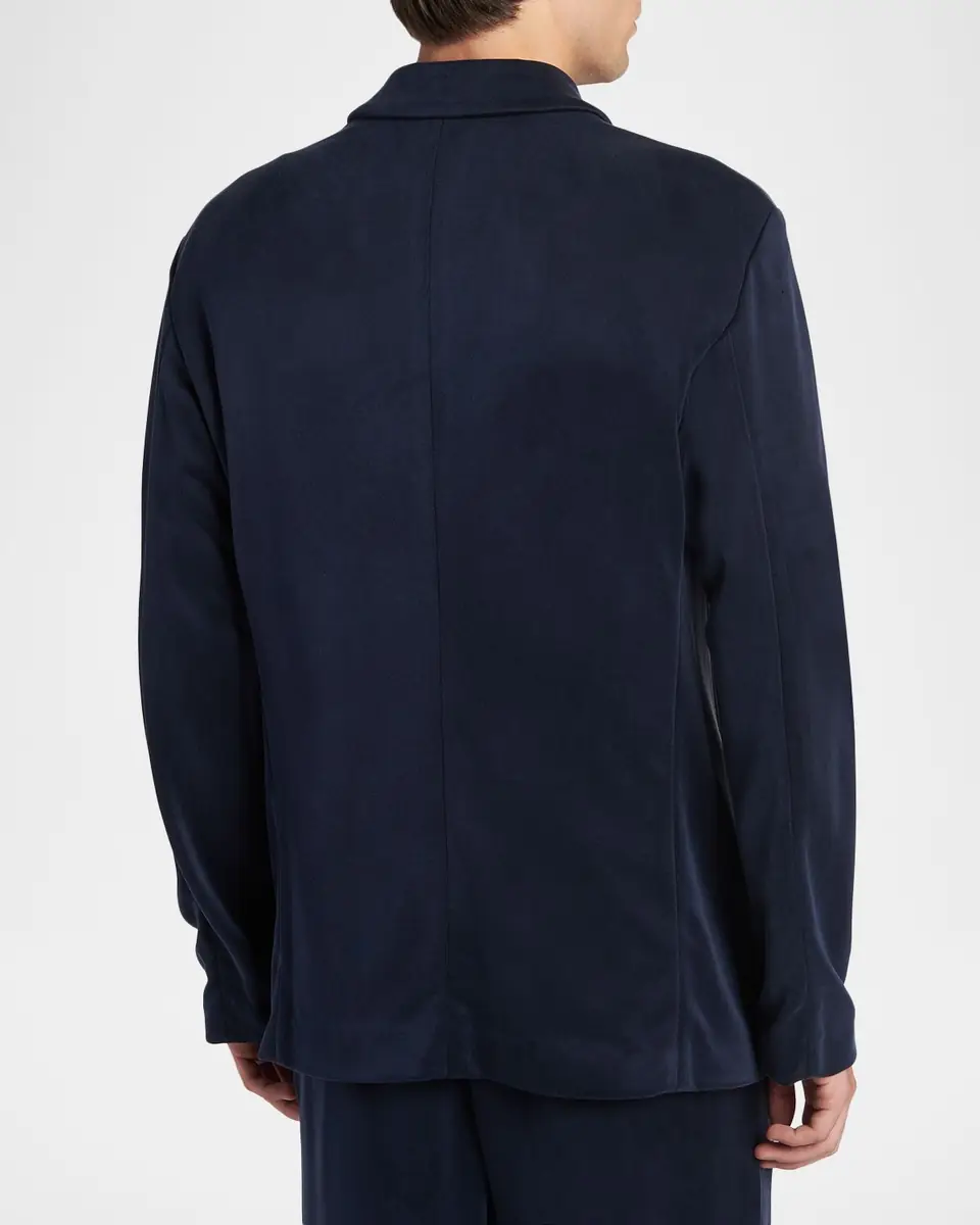 Giorgio Armani Men's Cupro Blend Patch-Pocket Blazer | Thumbnail 3 Giorgio Armani Men's Cupro Blend Patch-Pocket Blazer | Thumbnail 3