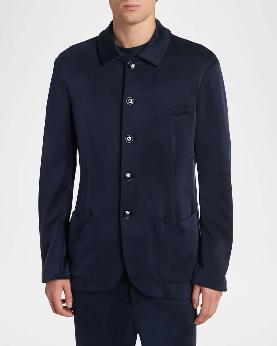 Giorgio Armani Men's Cupro Blend Patch-Pocket Blazer | Thumbnail 4 Giorgio Armani Men's Cupro Blend Patch-Pocket Blazer | Thumbnail 4