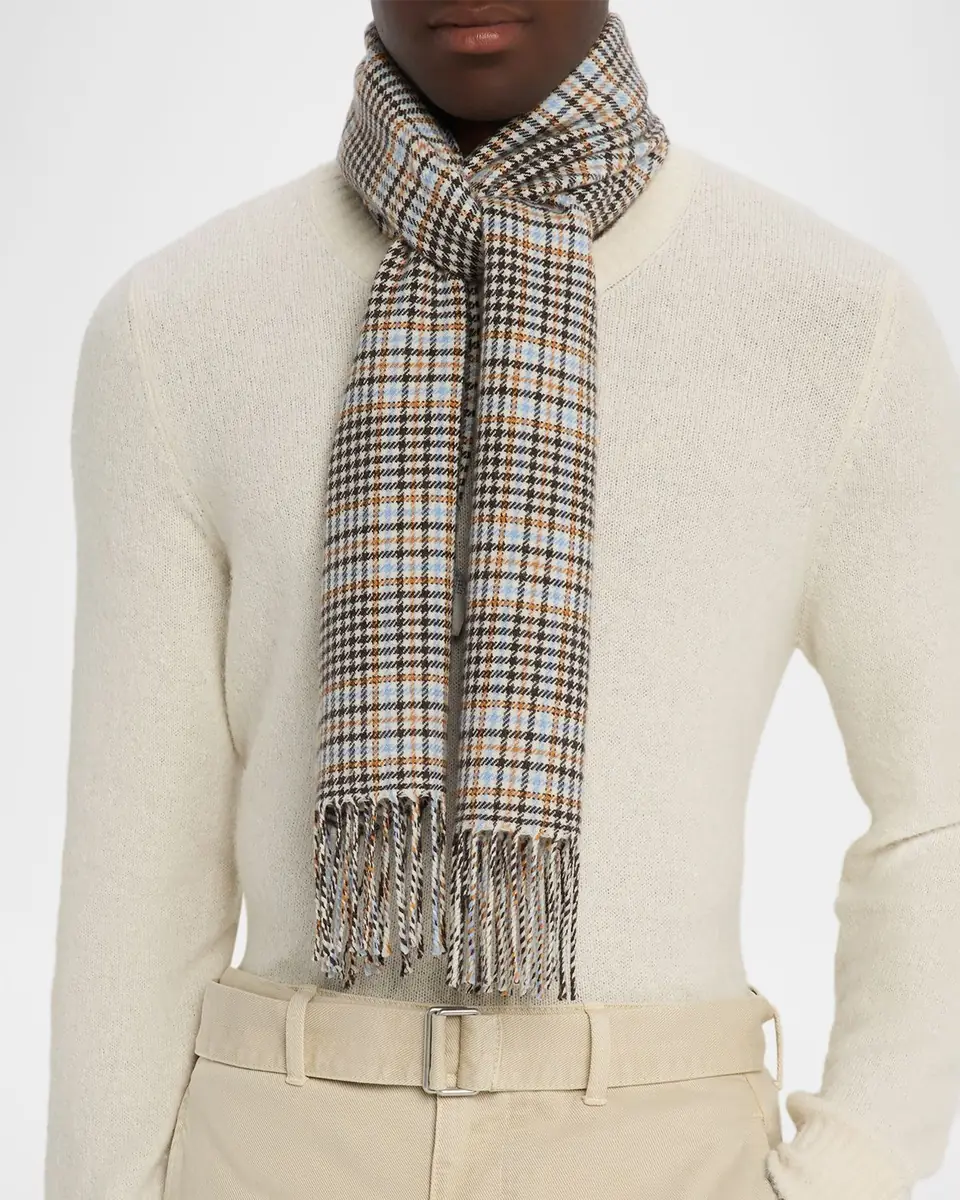 PIACENZA 1733 Men's Castle Houndstooth Plaid Wool Scarf | Thumbnail 3 PIACENZA 1733 Men's Castle Houndstooth Plaid Wool Scarf | Thumbnail 3