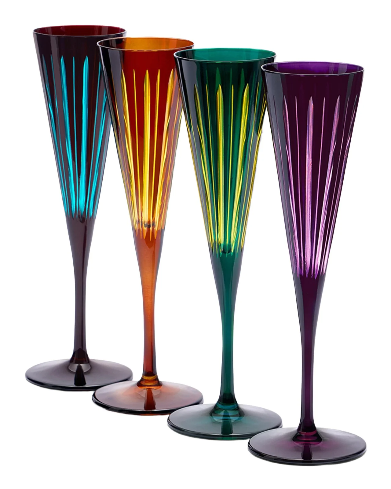 L'Objet Prism 6 oz. Champagne Flutes, Set of 4