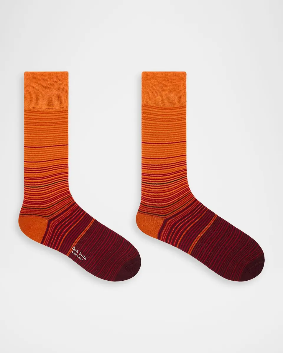 Paul Smith Men's Marcel Ombre Thin Stripe Cotton Crew Socks | Thumbnail 3 Paul Smith Men's Marcel Ombre Thin Stripe Cotton Crew Socks | Thumbnail 3