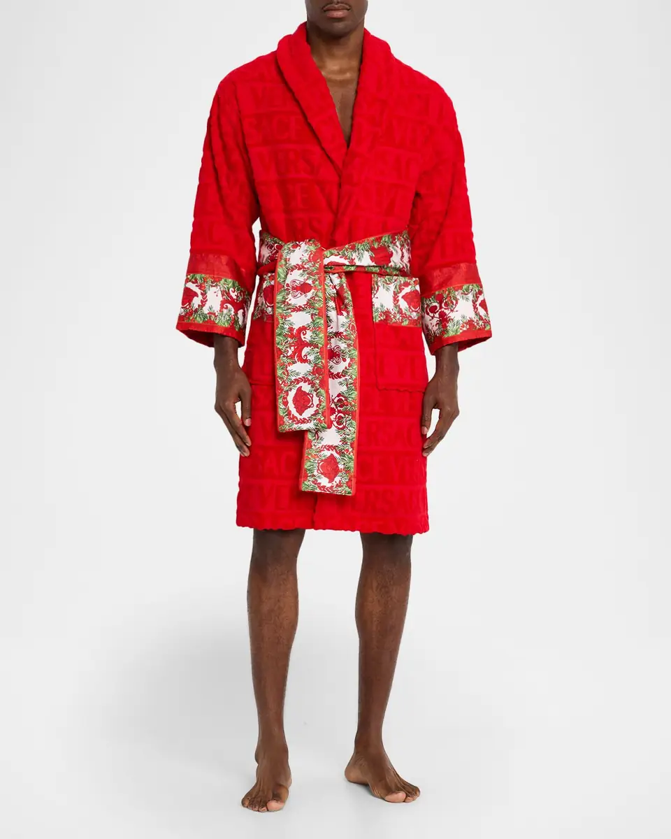 Versace Men's I Heart Baroque Holiday Bathrobe | Thumbnail 2 Versace Men's I Heart Baroque Holiday Bathrobe | Thumbnail 2
