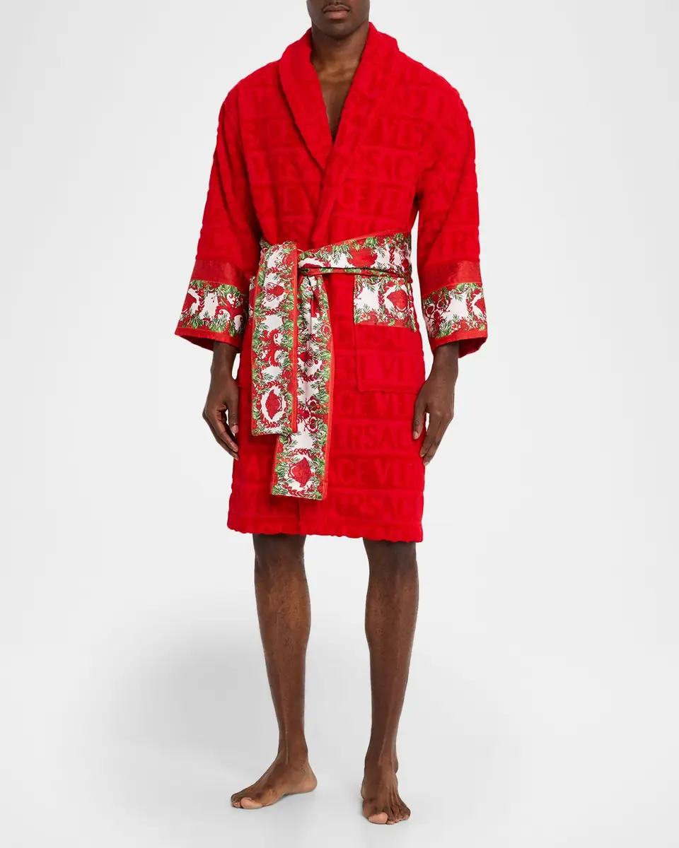 Versace Men's I Heart Baroque Holiday Bathrobe | Thumbnail 4 Versace Men's I Heart Baroque Holiday Bathrobe | Thumbnail 4