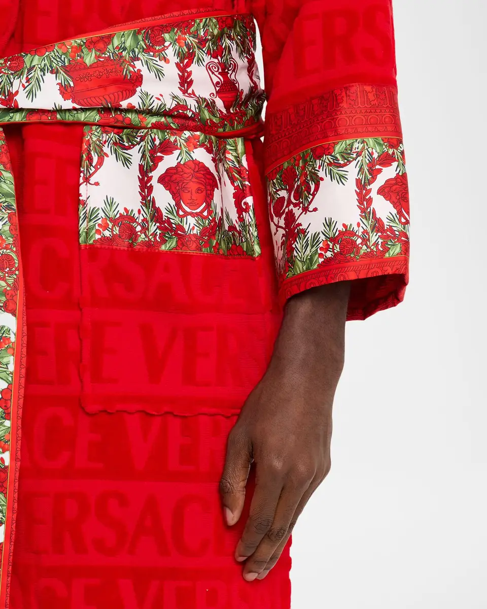 Versace Men's I Heart Baroque Holiday Bathrobe | Thumbnail 5 Versace Men's I Heart Baroque Holiday Bathrobe | Thumbnail 5