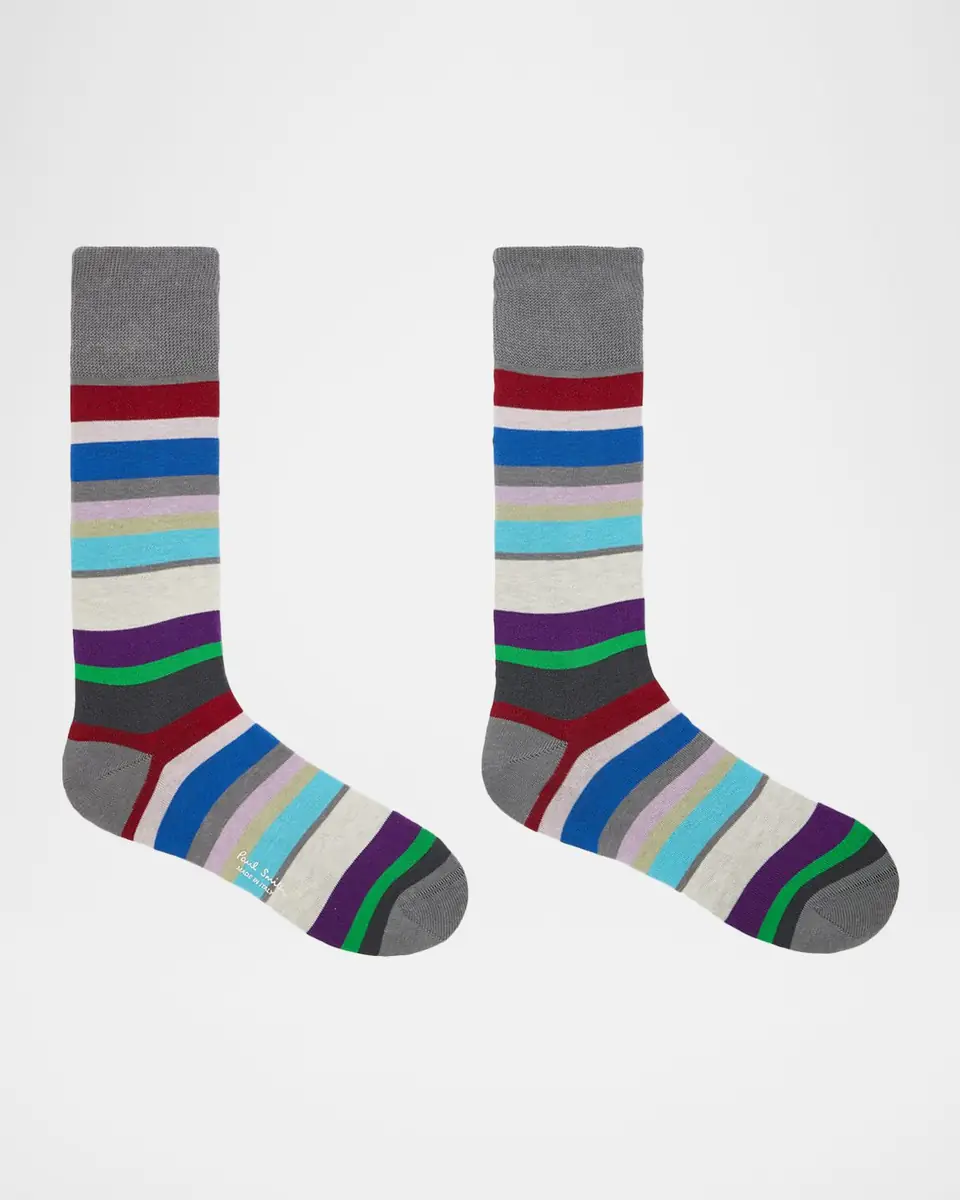 Paul Smith Men's Marek Color-Block Cotton Crew Socks | Thumbnail 3