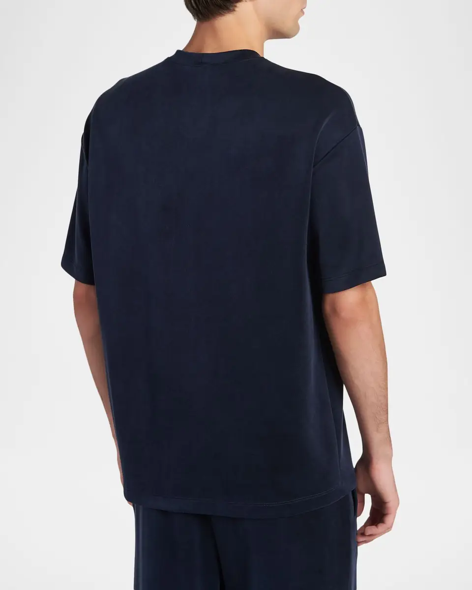 Giorgio Armani Men's Nylon and Cupro Crewneck T-Shirt | Thumbnail 3 Giorgio Armani Men's Nylon and Cupro Crewneck T-Shirt | Thumbnail 3