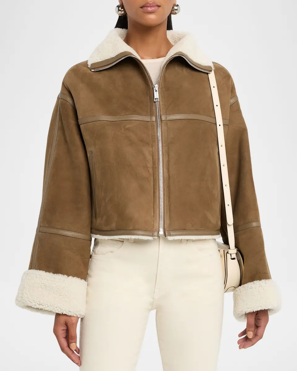 Yves Salomon Suede Merino Lambskin Cropped Jacket | Thumbnail 4 Yves Salomon Suede Merino Lambskin Cropped Jacket | Thumbnail 4