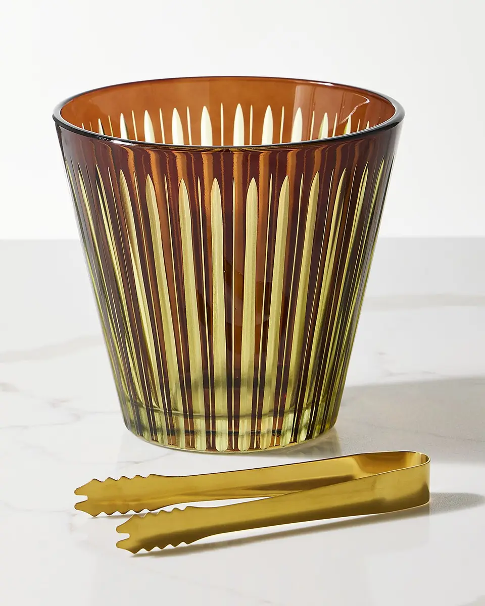 L'Objet Prism Glass Ice Bucket with Tongs | Thumbnail 2