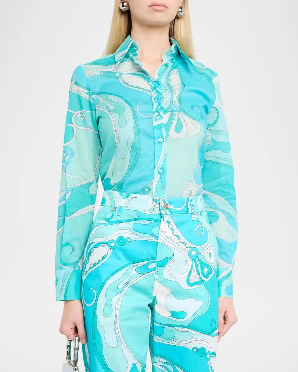 PUCCI Orchidee-Print Cotton Button-Down Shirt | Thumbnail 4 PUCCI Orchidee-Print Cotton Button-Down Shirt | Thumbnail 4