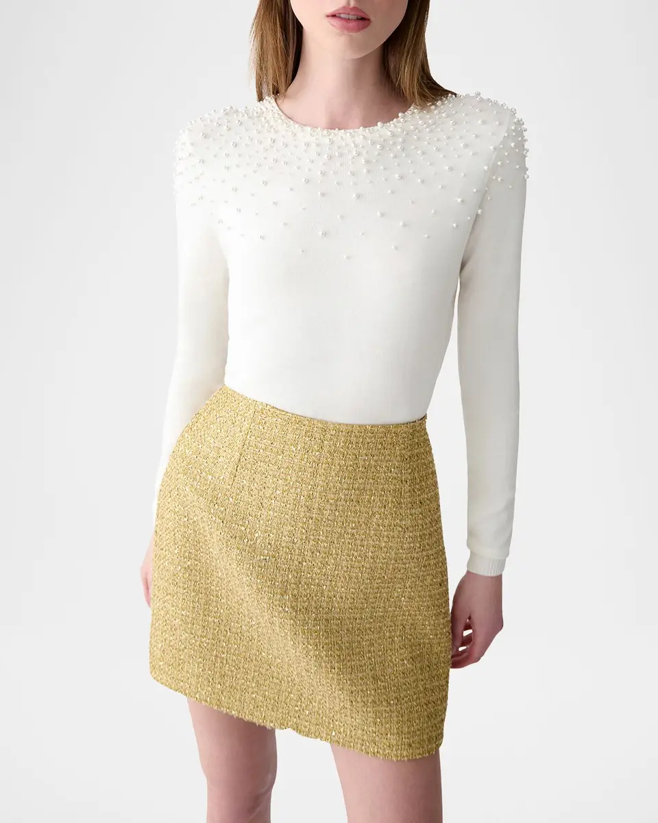 Carolina Herrera Pearly Collar Silk-Cotton Sweater | Thumbnail 4 Carolina Herrera Pearly Collar Silk-Cotton Sweater | Thumbnail 4