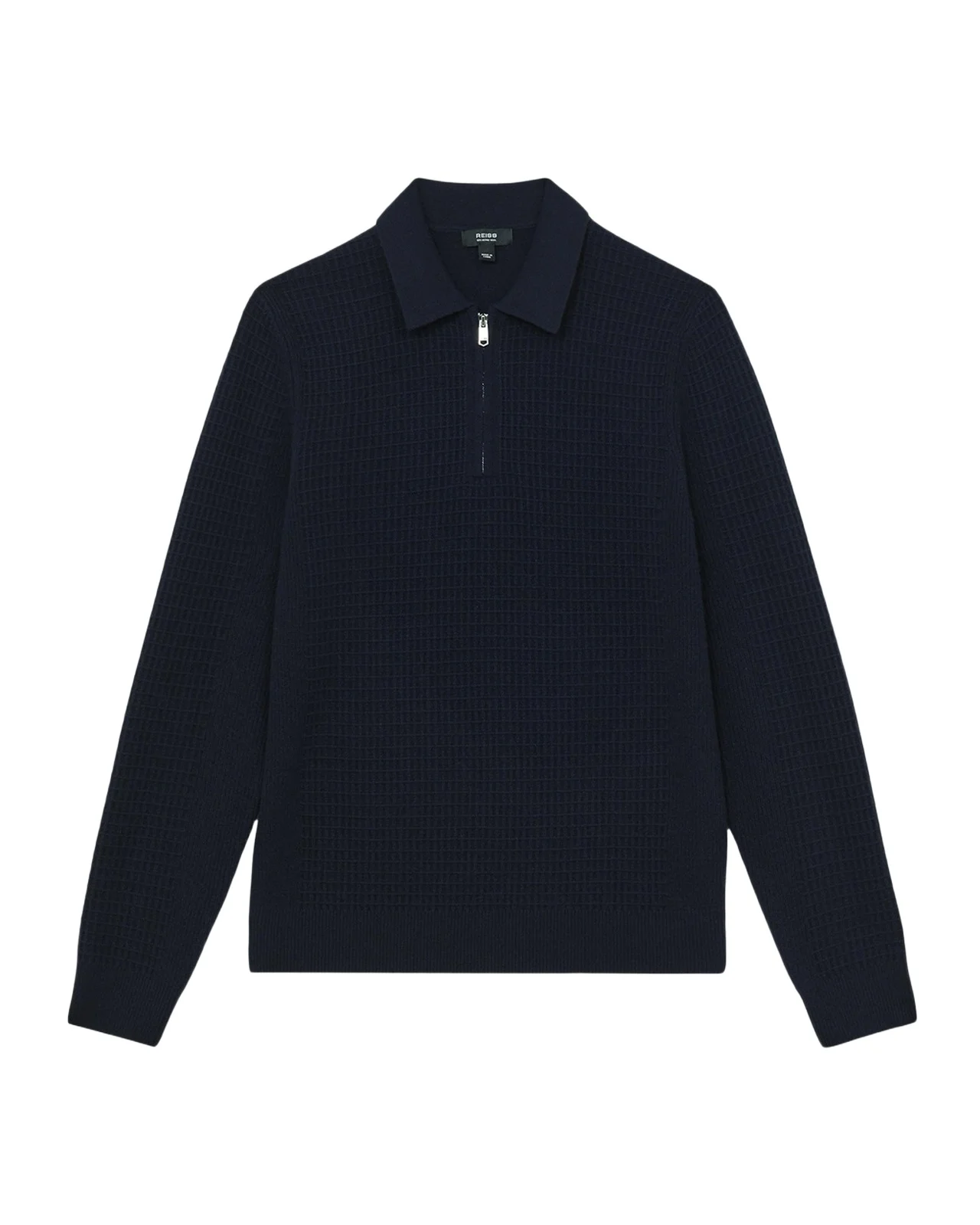 Reiss Men's Hamilton Wool Waffle-Knit Half-Zip Polo Shirt