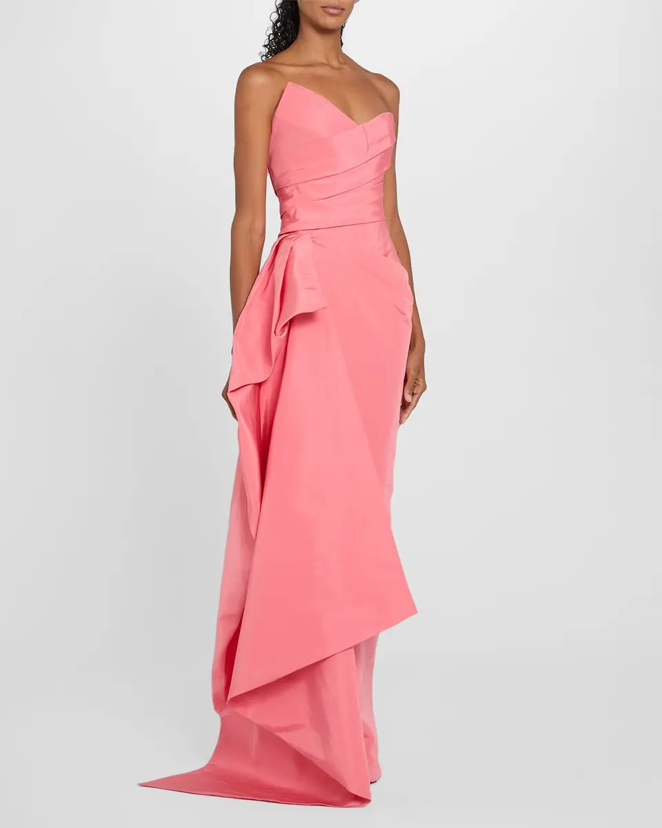 MONIQUE LHUILLIER Strapless Draped Silk Faille Gown | Thumbnail 4 MONIQUE LHUILLIER Strapless Draped Silk Faille Gown | Thumbnail 4