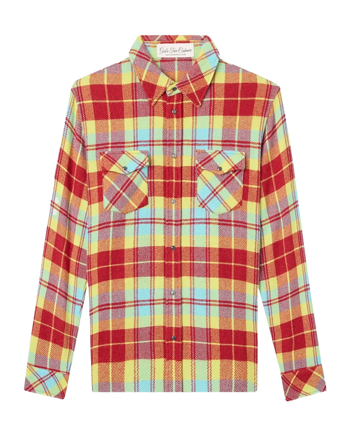 Men's Cashmere Tartan Two-Pocket Button-Down Shirt