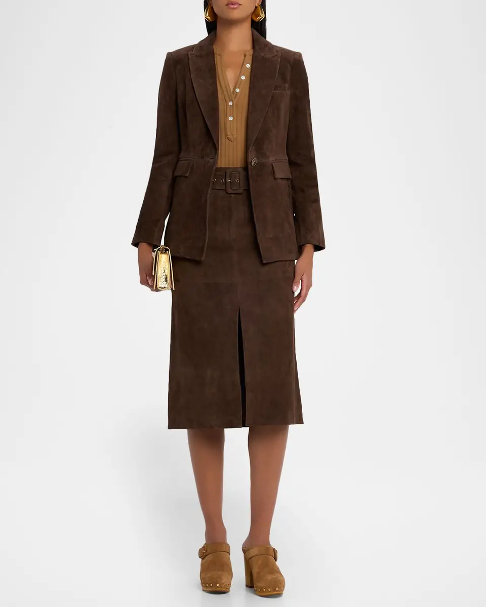 Veronica Beard Alexie Suede Midi Skirt | Thumbnail 2 Veronica Beard Alexie Suede Midi Skirt | Thumbnail 2