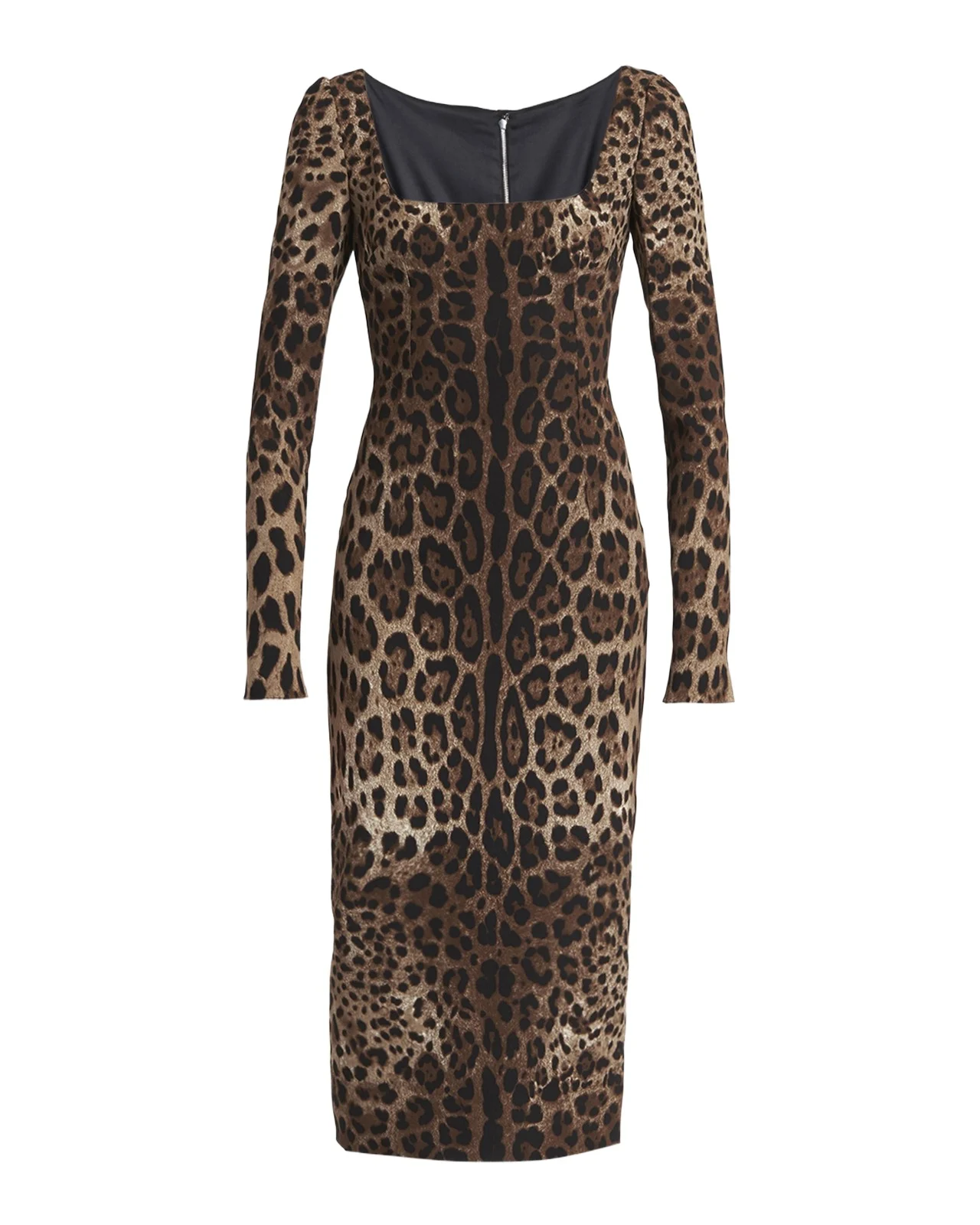 Leopard-Print Cady Long-Sleeve Midi Dress Leopard-Print Cady Long-Sleeve Midi Dress