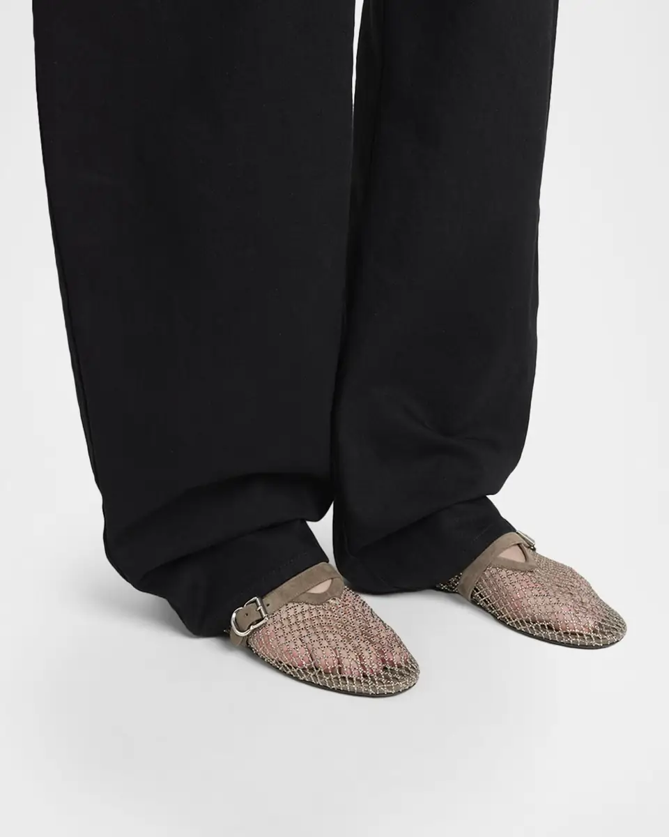 Alaïa Crystal Mesh Ballet Flats | Thumbnail 2