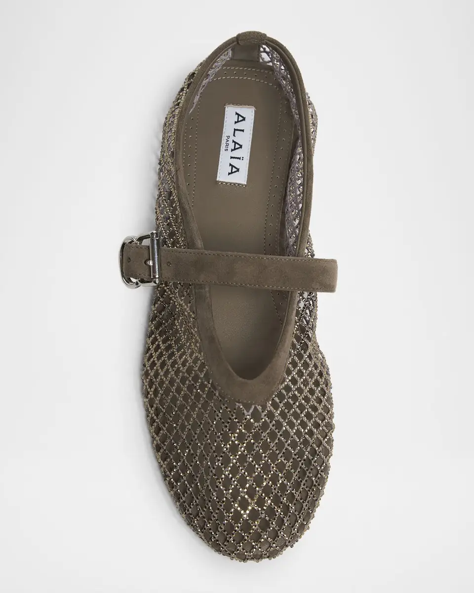 Alaïa Crystal Mesh Ballet Flats | Thumbnail 6
